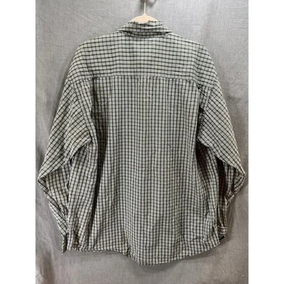 Wrangler Cool River Cotton Button Shirt Adult Large Green Check Long Sleeve Mens - Picture 5 of 8